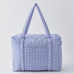 UO Exclusive Baggu Cloud Carry On in Pansy Blue Gingham
